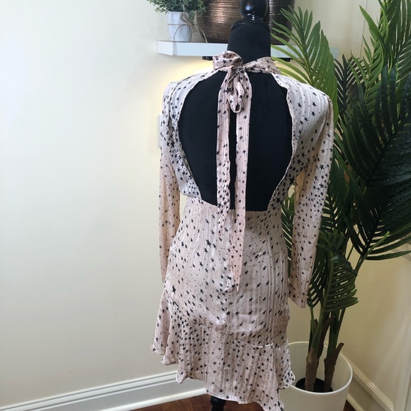 Boohoo Nights Pink Star Long-sleeve Back-out High-low Mini Dress 2 - Picture 7 of 8